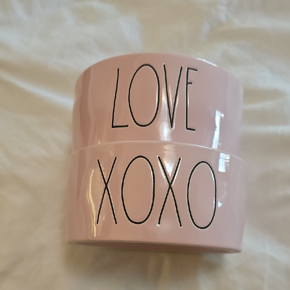 Rae Dunn Pink Ceramic Love & XOXO Valentine Dog Bowls